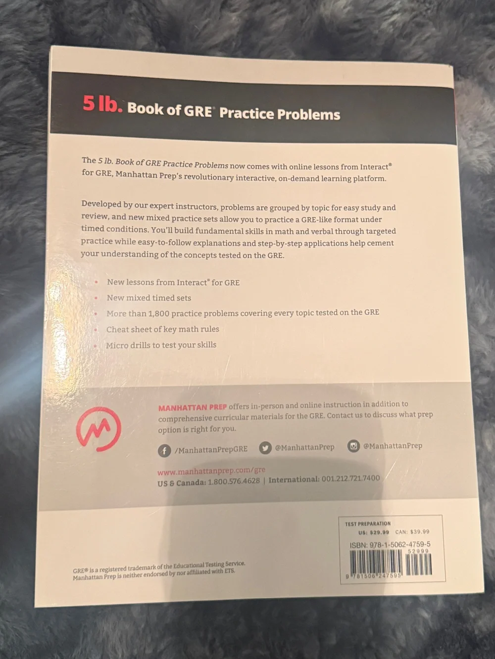 Manhattan Prep 5 lb Book of GRE Practice Problems 3rd Edition Test Prep